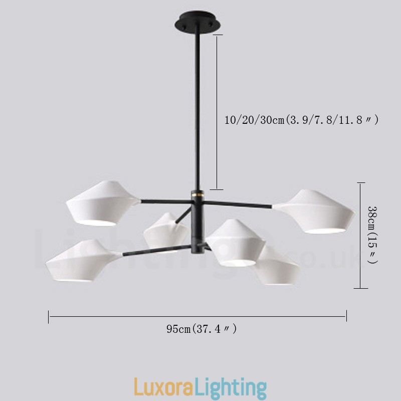 Designer Touch Decorative 2 Tiers Multi Colours Linear Retro Chandelier 6 Light with Acrylic Shades Outdoors Garage