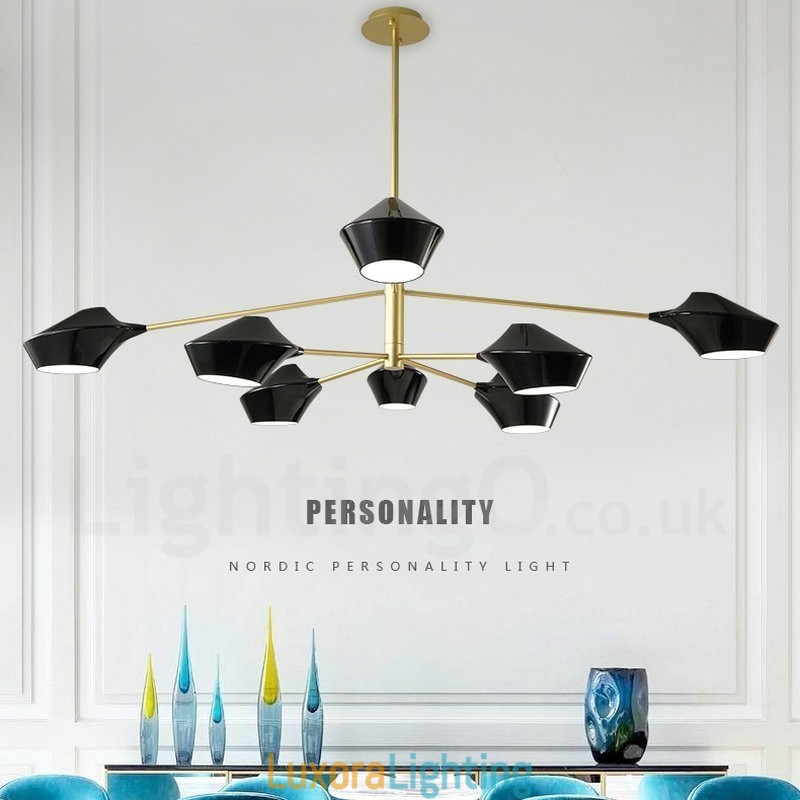 Designer Touch Decorative Two Tiers Multi Colours Linear Retro Chandelier 8 Light with Acrylic Shades Outdoors Garage