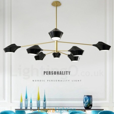 Designer Touch Decorative Two Tiers Multi Colours Linear Retro Chandelier 8 Light with Acrylic Shades Outdoors Garage