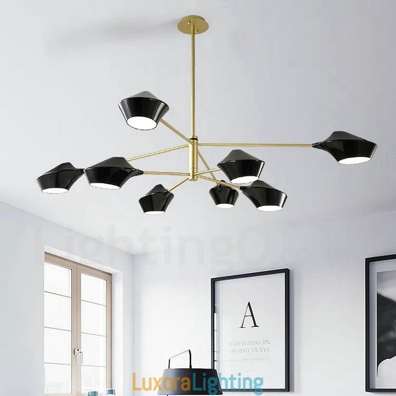 Designer Touch Decorative Two Tiers Multi Colours Linear Retro Chandelier 8 Light with Acrylic Shades Outdoors Garage