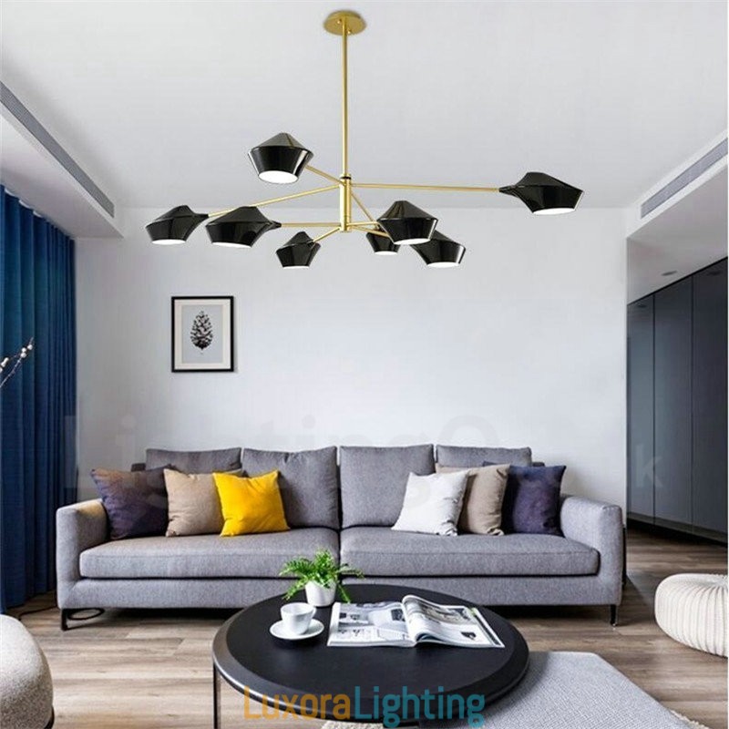 Designer Touch Decorative Two Tiers Multi Colours Linear Retro Chandelier 8 Light with Acrylic Shades Outdoors Garage