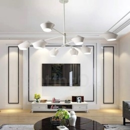 Designer Touch Decorative Two Tiers Multi Colours Linear Retro Chandelier 8 Light with Acrylic Shades Outdoors Garage