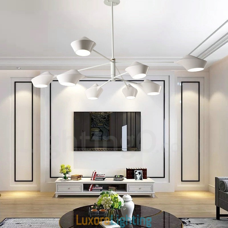 Designer Touch Decorative Two Tiers Multi Colours Linear Retro Chandelier 8 Light with Acrylic Shades Outdoors Garage