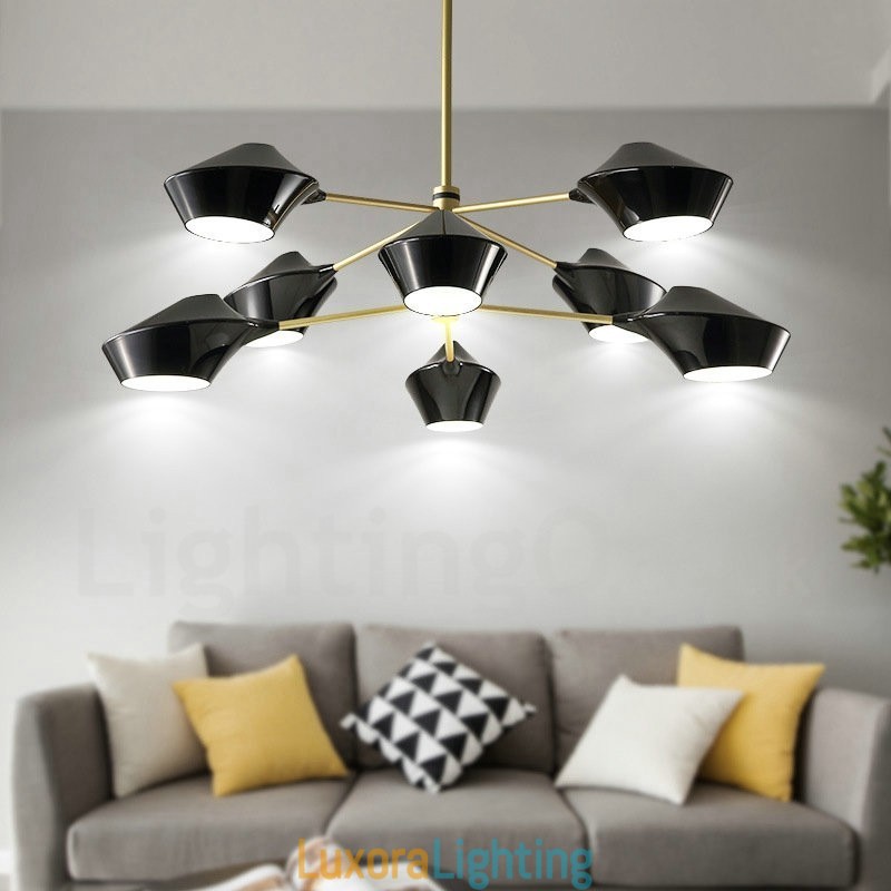 Designer Touch Decorative Two Tiers Multi Colours Linear Retro Chandelier 8 Light with Acrylic Shades Outdoors Garage