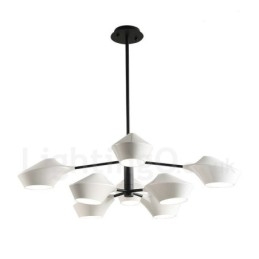 Designer Touch Decorative Two Tiers Multi Colours Linear Retro Chandelier 8 Light with Acrylic Shades Outdoors Garage