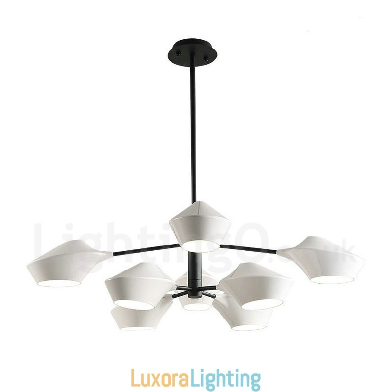 Designer Touch Decorative Two Tiers Multi Colours Linear Retro Chandelier 8 Light with Acrylic Shades Outdoors Garage