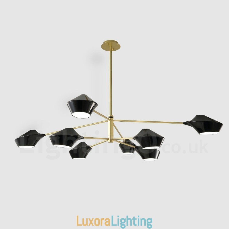 Designer Touch Decorative Two Tiers Multi Colours Linear Retro Chandelier 8 Light with Acrylic Shades Outdoors Garage