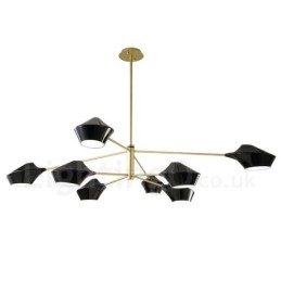 Designer Touch Decorative Two Tiers Multi Colours Linear Retro Chandelier 8 Light with Acrylic Shades Outdoors Garage