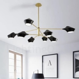 Designer Touch Decorative Two Tiers Multi Colours Linear Retro Chandelier 8 Light with Acrylic Shades Outdoors Garage