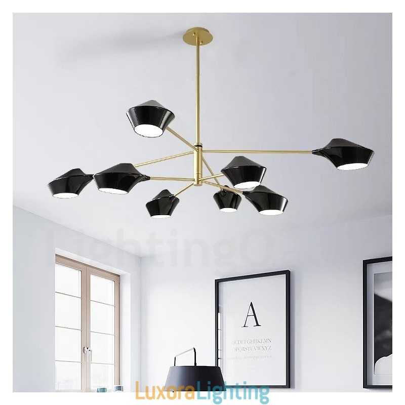 Designer Touch Decorative Two Tiers Multi Colours Linear Retro Chandelier 8 Light with Acrylic Shades Outdoors Garage