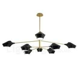 Designer Touch Decorative Two Tiers Multi Colours Linear Retro Chandelier 8 Light with Acrylic Shades Outdoors Garage