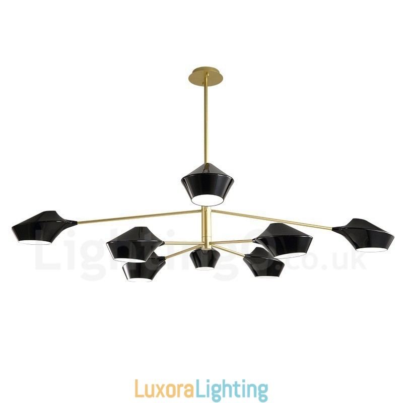 Designer Touch Decorative Two Tiers Multi Colours Linear Retro Chandelier 8 Light with Acrylic Shades Outdoors Garage