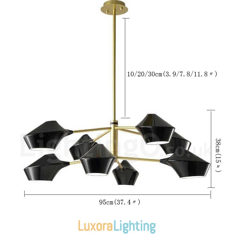 Designer Touch Decorative Two Tiers Multi Colours Linear Retro Chandelier 8 Light with Acrylic Shades Outdoors Garage