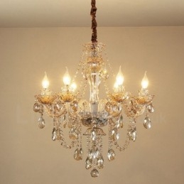 Designer Touch Decorative 6 Light Cognac Colour Elegant Crystal Candle Chandelier