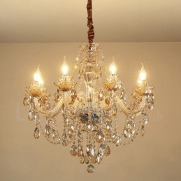Designer Touch Decorative 8 Light Cognac Colour Elegant Crystal Candle Chandelier