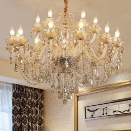 Designer Touch Decorative 18 (12+6) Light Cognac Colour Elegant Crystal Candle Chandelier