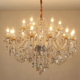 Designer Touch Decorative 18 (12+6) Light Cognac Colour Elegant Crystal Candle Chandelier