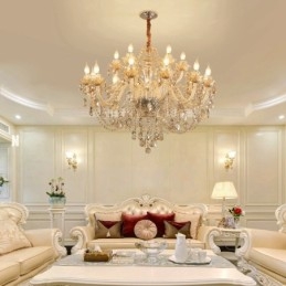 Designer Touch Decorative 18 (12+6) Light Cognac Colour Elegant Crystal Candle Chandelier