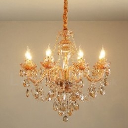 Designer Touch Decorative 8 Light Amber Gold Elegant Crystal Candle Chandelier