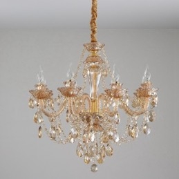 Designer Touch Decorative 8 Light Amber Gold Elegant Crystal Candle Chandelier