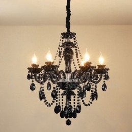 Designer Touch Decorative 6 Light Black Elegant Crystal Candle Chandelier