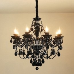 Designer Touch Decorative 8 Light Black Elegant Crystal Candle Chandelier