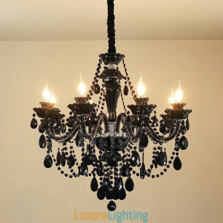 Designer Touch Decorative 8 Light Black Elegant Crystal Candle Chandelier