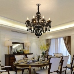 Designer Touch Decorative 8 Light Black Elegant Crystal Candle Chandelier