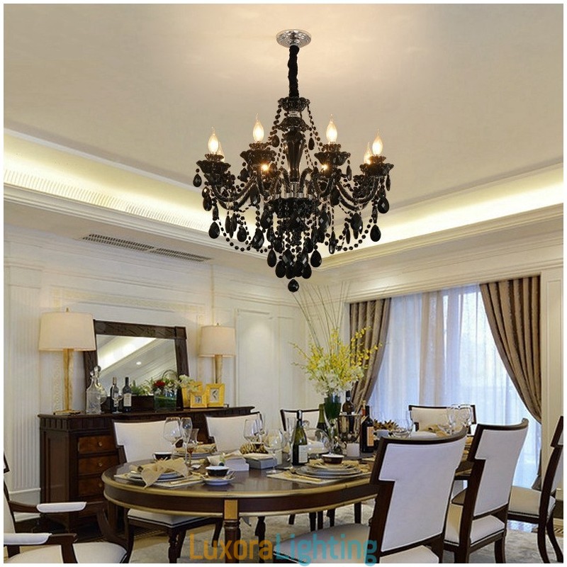 Designer Touch Decorative 8 Light Black Elegant Crystal Candle Chandelier