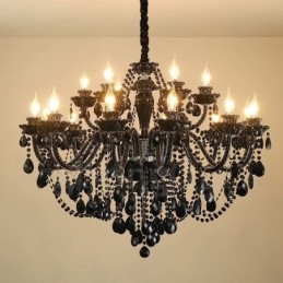 Designer Touch Decorative 18 (12+6) Light Black Elegant Crystal Candle Chandelier