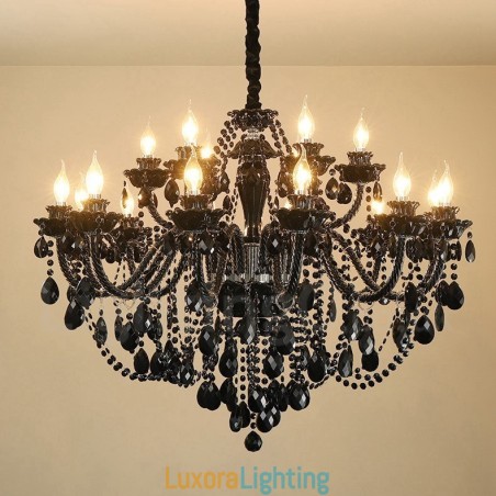 Designer Touch Decorative 18 (12+6) Light Black Elegant Crystal Candle Chandelier