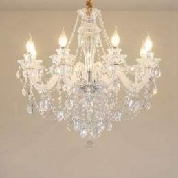 Designer Touch Decorative 8 Light Clear Crystal Candle White Arm Chandelier