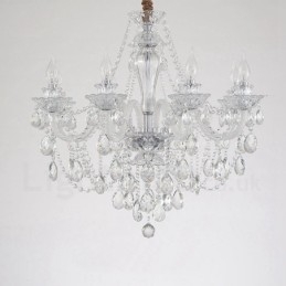 Designer Touch Decorative 8 Light Clear Crystal Candle White Arm Chandelier