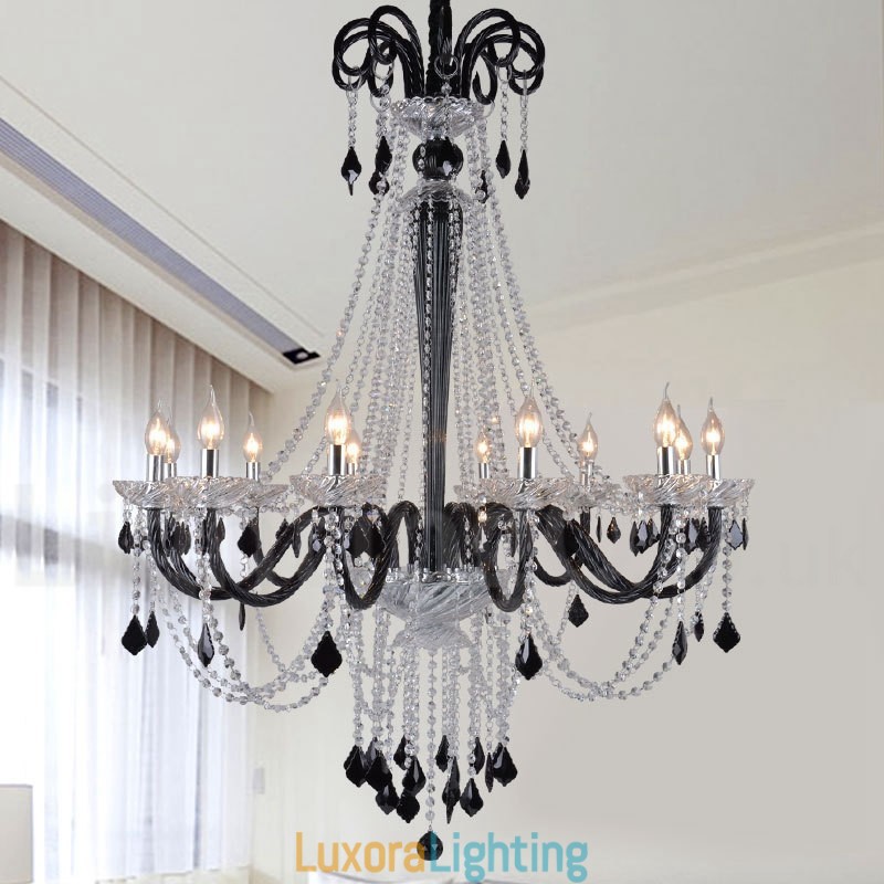 Designer Touch Decorative Black Crystal Candle Chandelier