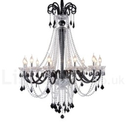 Designer Touch Decorative Black Crystal Candle Chandelier