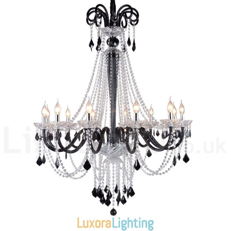 Designer Touch Decorative Black Crystal Candle Chandelier