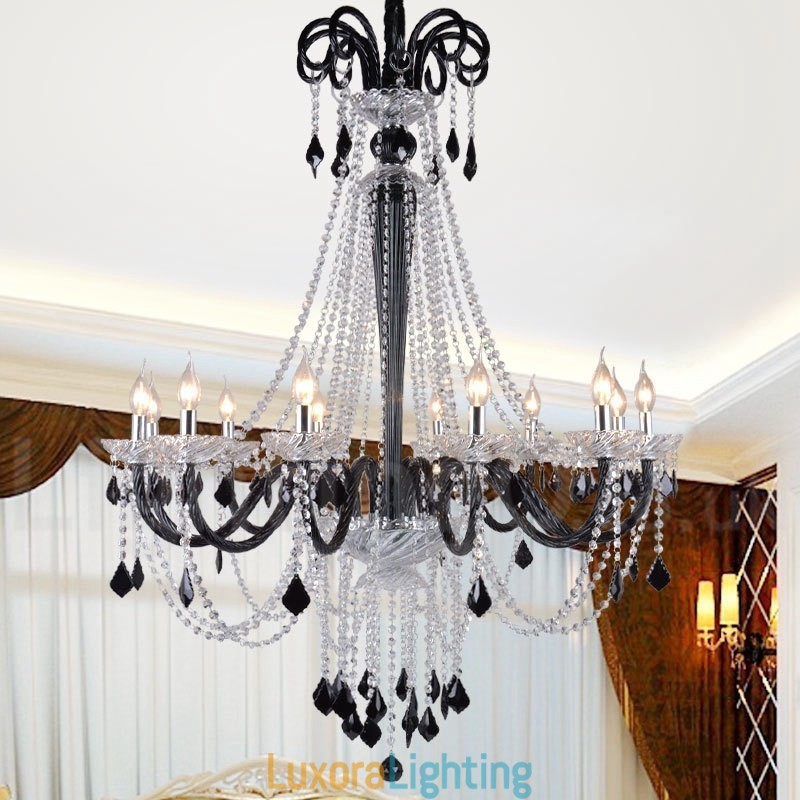 Designer Touch Decorative Black Crystal Candle Chandelier