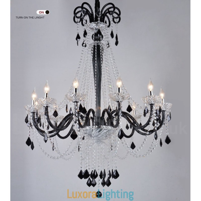 Designer Touch Decorative Black Crystal Candle Chandelier
