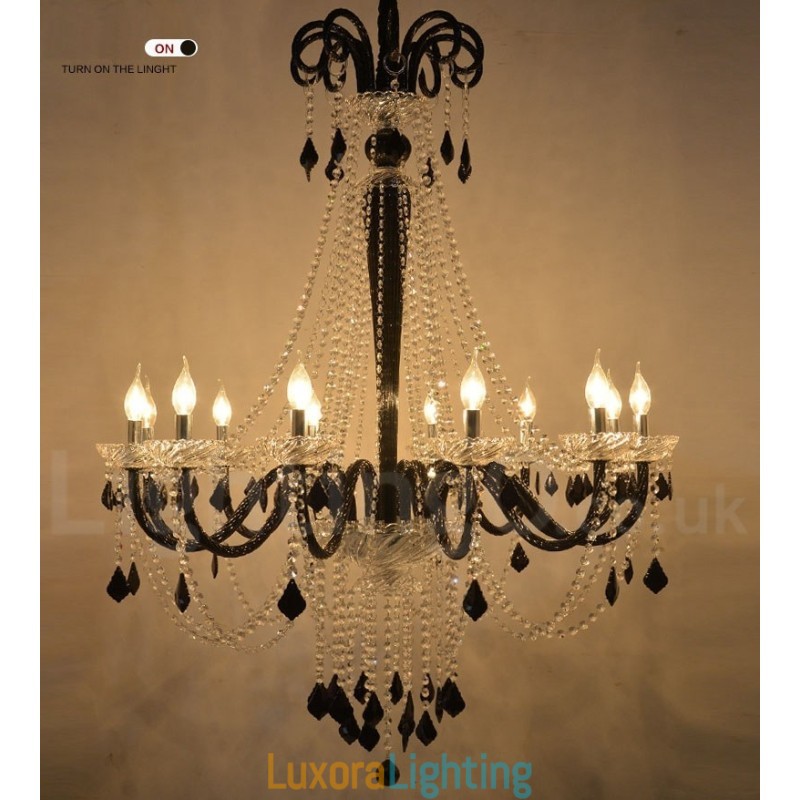 Designer Touch Decorative Black Crystal Candle Chandelier