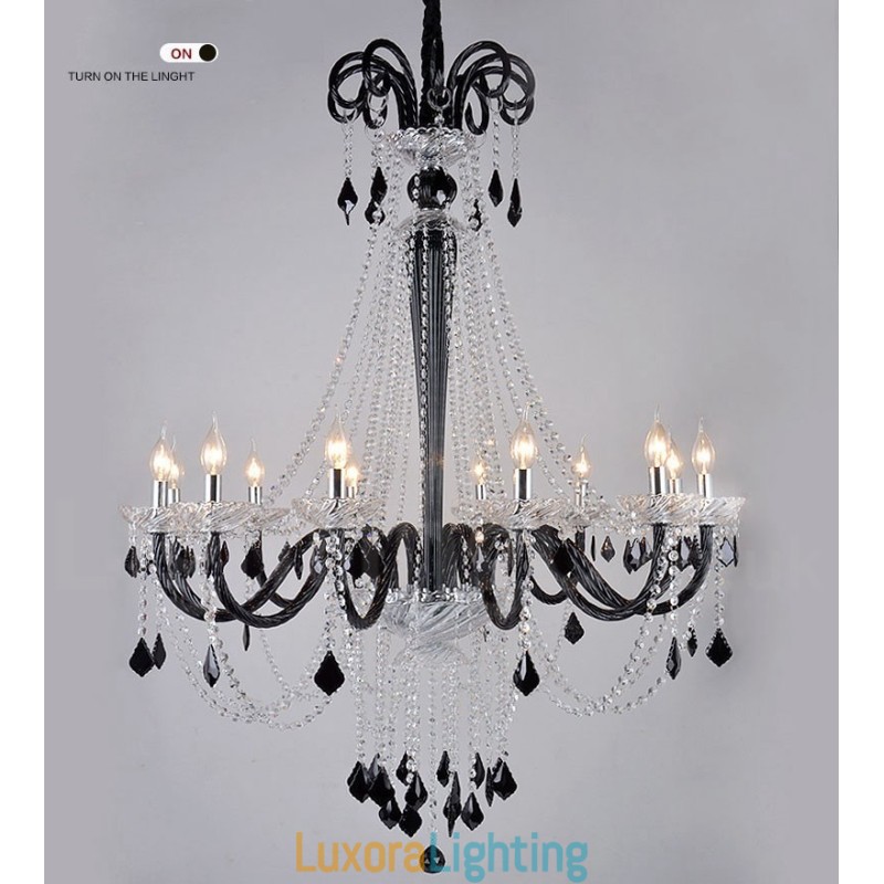 Designer Touch Decorative Black Crystal Candle Chandelier