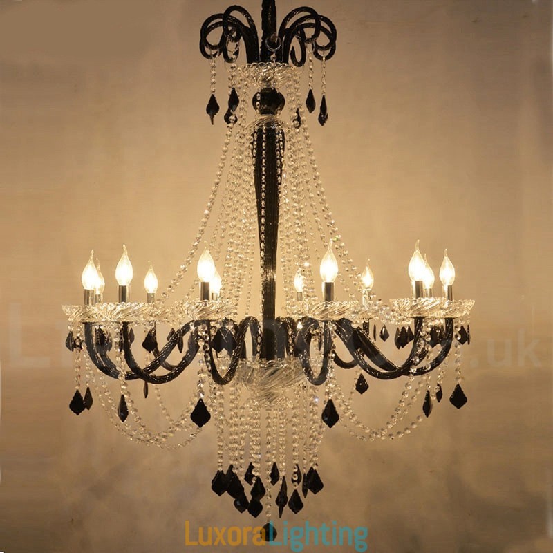 Designer Touch Decorative Black Crystal Candle Chandelier