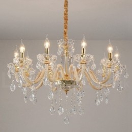 Designer Touch Decorative Gold Chandelier with Clear Crystal Candle Chandelier