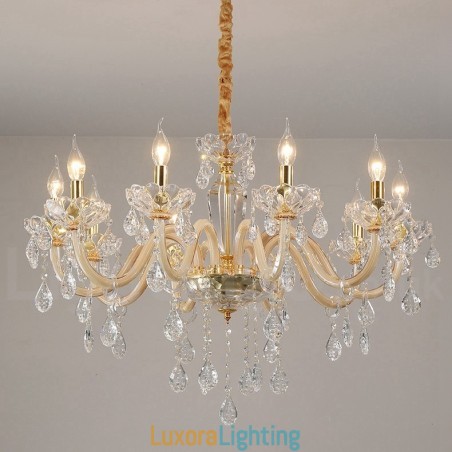 Designer Touch Decorative Gold Chandelier with Clear Crystal Candle Chandelier