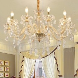 Designer Touch Decorative Gold Chandelier with Clear Crystal Candle Chandelier