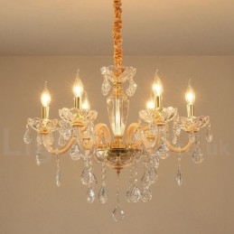 Designer Touch Decorative Gold Chandelier with Clear Crystal Candle Chandelier