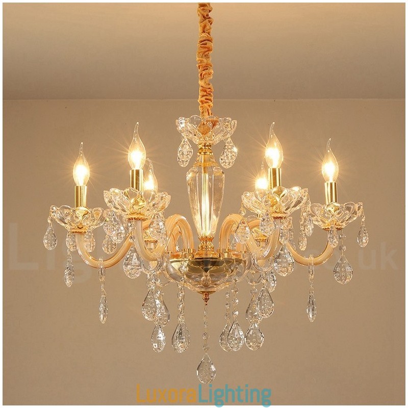 Designer Touch Decorative Gold Chandelier with Clear Crystal Candle Chandelier