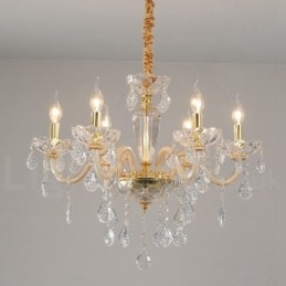 Designer Touch Decorative Gold Chandelier with Clear Crystal Candle Chandelier