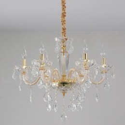 Designer Touch Decorative Gold Chandelier with Clear Crystal Candle Chandelier