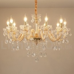 Designer Touch Decorative Gold Chandelier with Clear Crystal Candle Chandelier