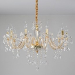 Designer Touch Decorative Gold Chandelier with Clear Crystal Candle Chandelier